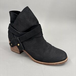UGG Berty Boots Womens Size 9.5 Black Suede Ankle Booties Block Heel Western